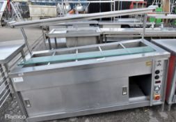 Stainless steel electric hot cupboard bain marie section with light gantry
