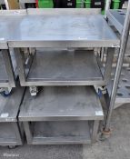Stainless steel 2 tier trolley with upstand - dimensions: 50 x 70 x 55cm