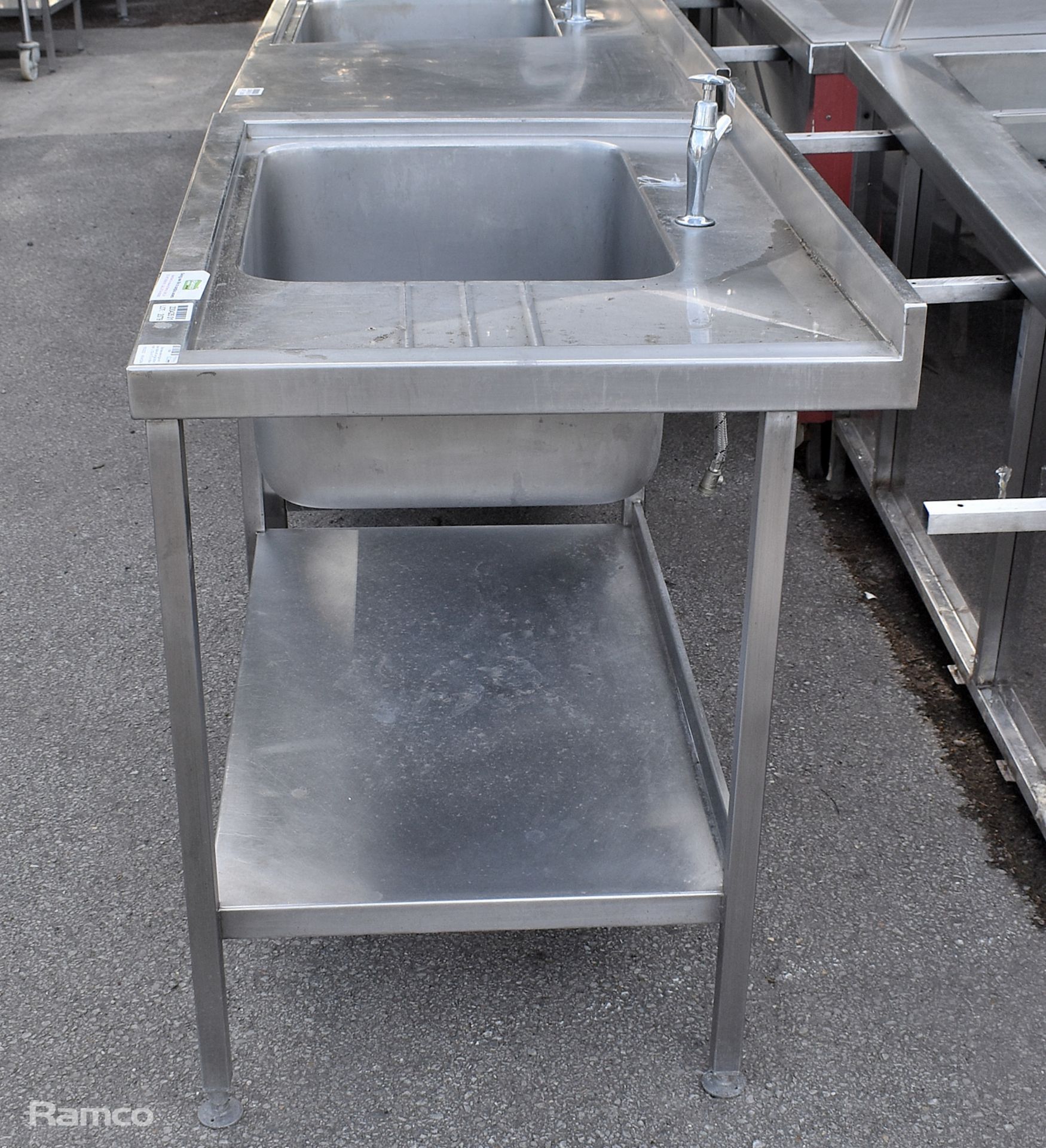 Stainless steel single sink bowl table with single bottom shelf - L 100 x W 70 x H 98cm - Bild 5 aus 5