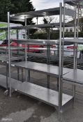 Stainless steel 5 tier shelving unit - L 150 x W 60 x H 210cm