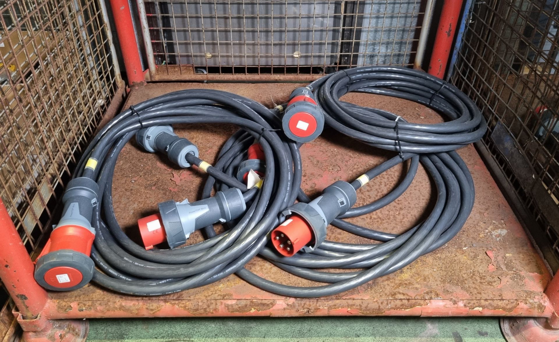 3x Mennekes 125a 400vac 3 Phase Power Harness heavy duty cables 10m