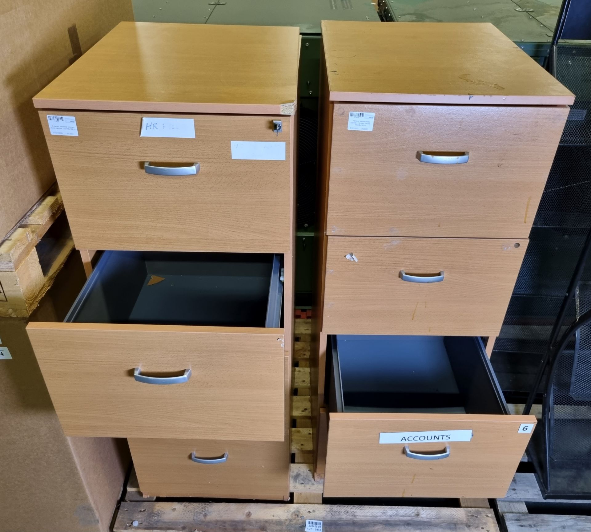 2x 4 drawer wooden filing cabinets - Image 3 of 7