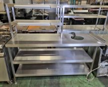 Stainless steel work table with 2 bottom shelves and 2 upper shelves - dimensions: 170 x 60 x 150cm