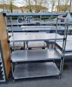 Stainless steel 4 tier shelving unit - L 120 x W 55 x H 170cm