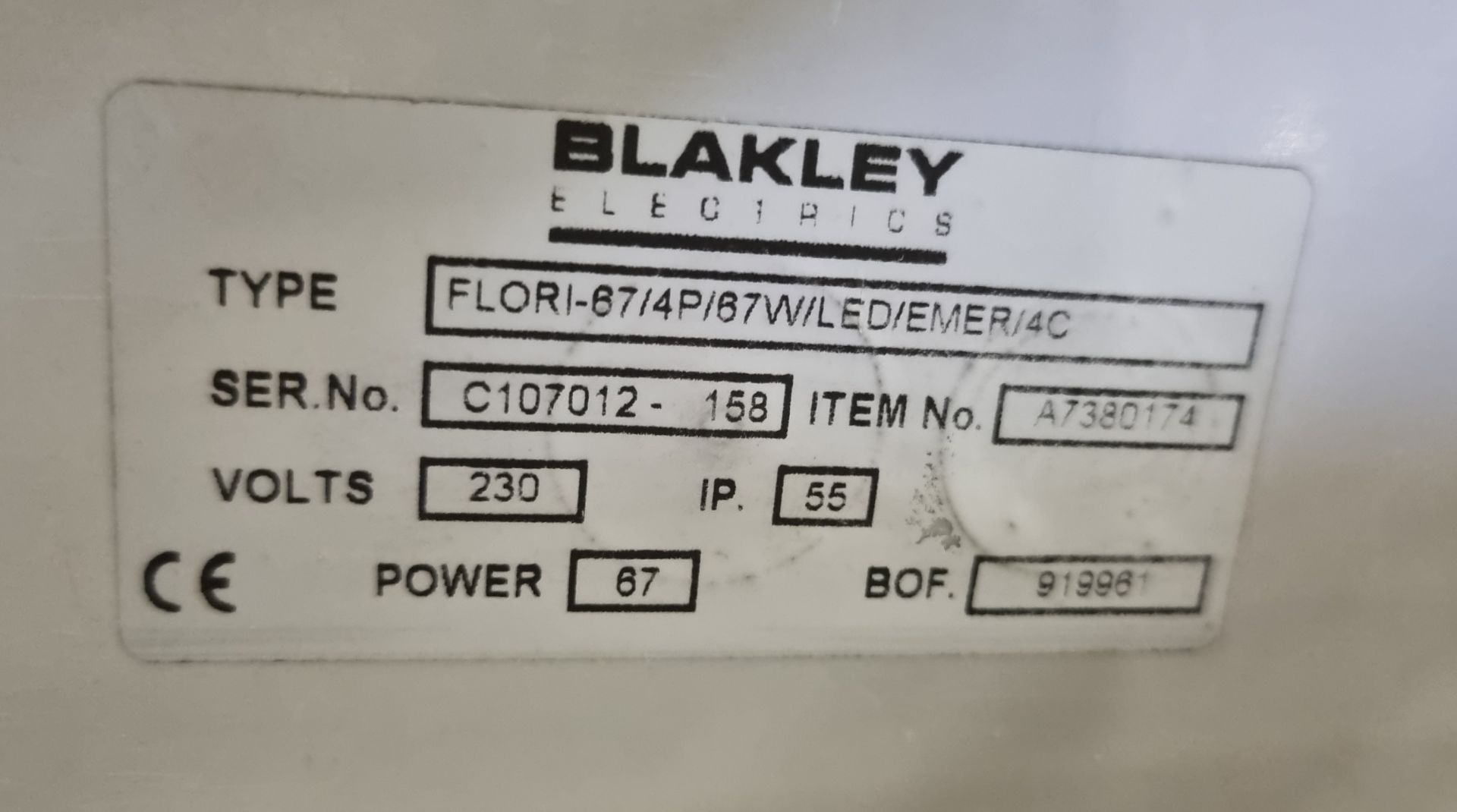 8x Blakley Light assemblies - green cable FLORI-67/4P/67W/LED/EMER/4C - Image 3 of 3