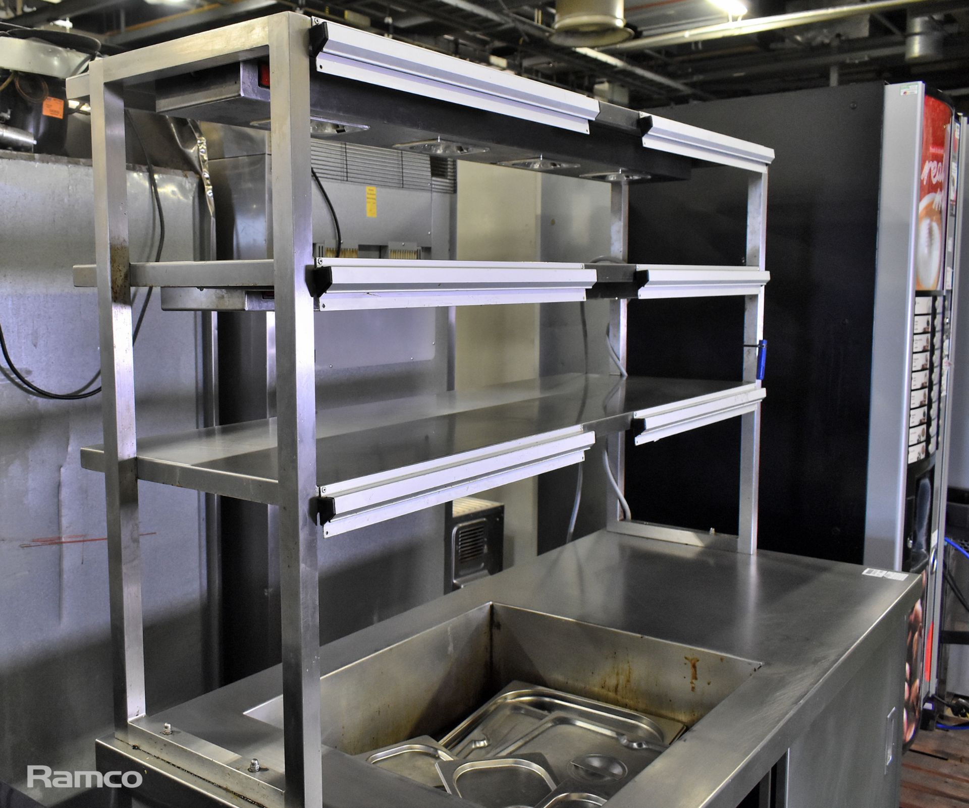 Stainless steel hot cupboard with bain marie and 3 tier heated gantry - Image 7 of 9