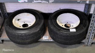2x Deli 16.5 x 6.5 puncture proof tyre/wheels