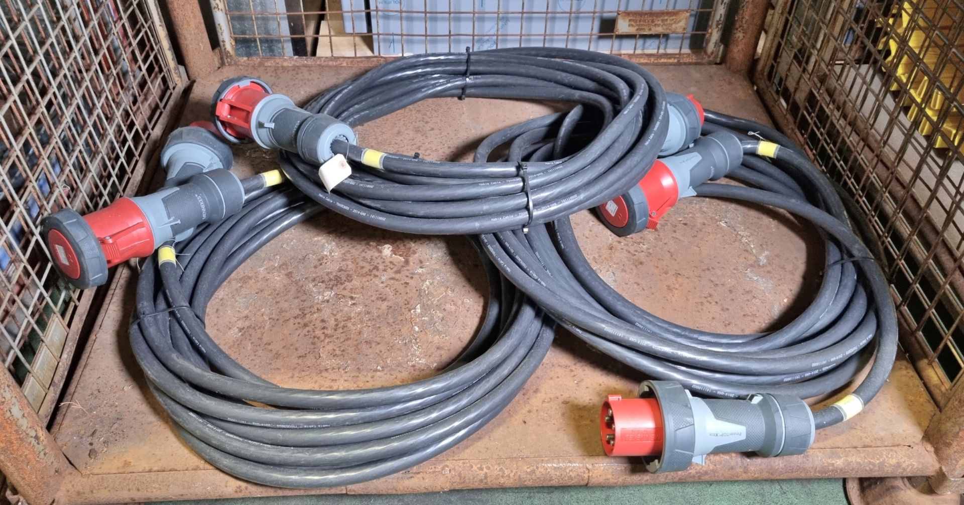 3x Mennekes 125a 400vac 3 Phase Power Harness heavy duty cables 10m