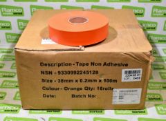 Orange non adhesive tape - 38mm x 0.2mm x 100m - box of 16