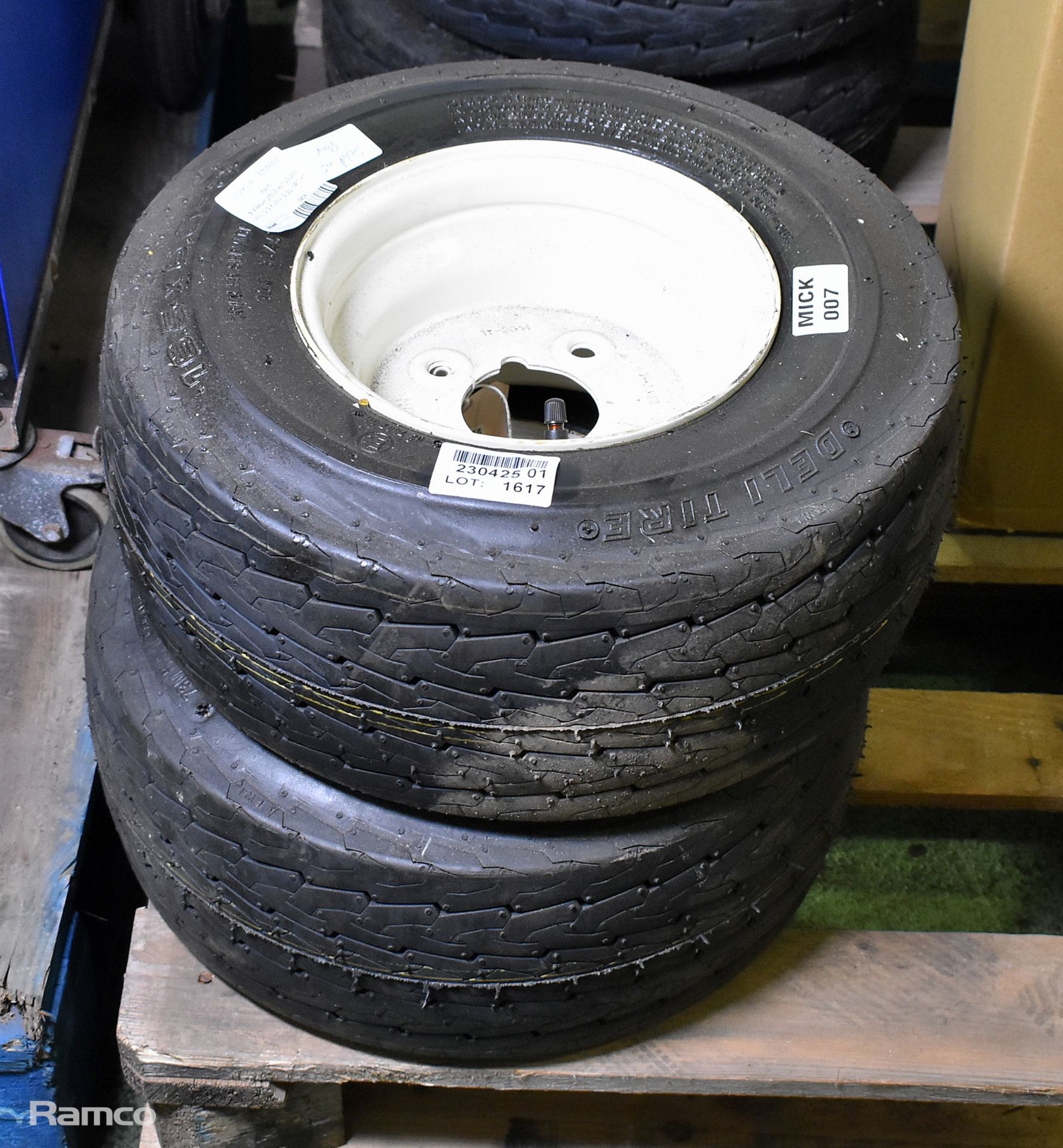 2x Deli 16.5 inch x 6.5 inch puncture proof wheels & tyres