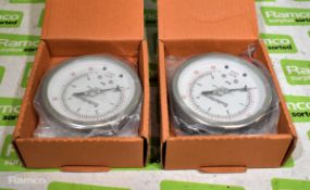 2x Budenberg 736 pressure gauges - 100mm dial size