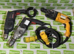 DeWalt 566L-xl 110V hammer drill, Bosch Pro GSB 18-2 RE electric drill 110v - AS SPARES OR REPAIRS