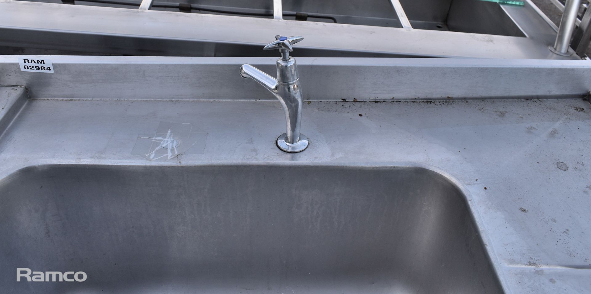 Stainless steel single sink bowl table with single bottom shelf - L 100 x W 70 x H 98cm - Bild 3 aus 5