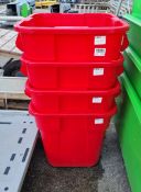 4x Rubbermaid 3526 105L red storage tubs - dimensions: 55 x 55 x 55cm