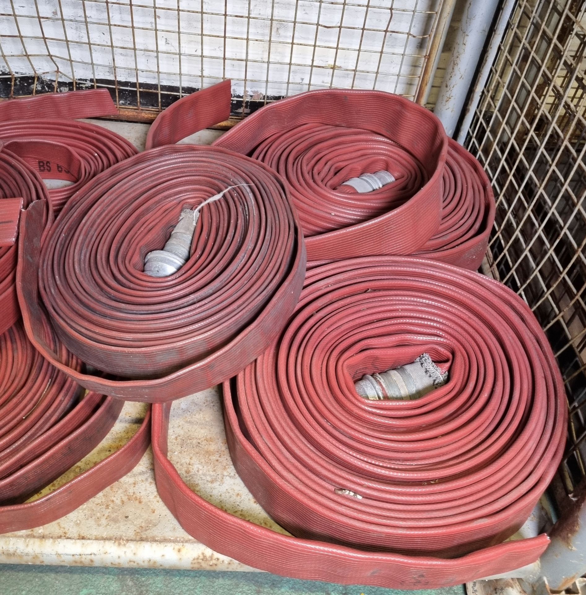 6x Layflat fire hose, mixed sizes, approx length 20m, some missing couplings - Image 2 of 3