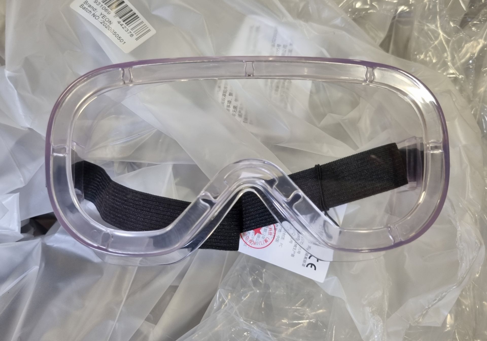 120 Yeon clear eye protection safety goggles with adjustable straps - Image 2 of 4