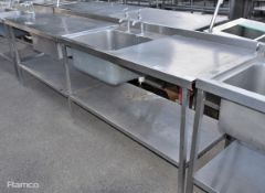 Stainless steel single bowl sink with countertop, upstand and single bottom shelf