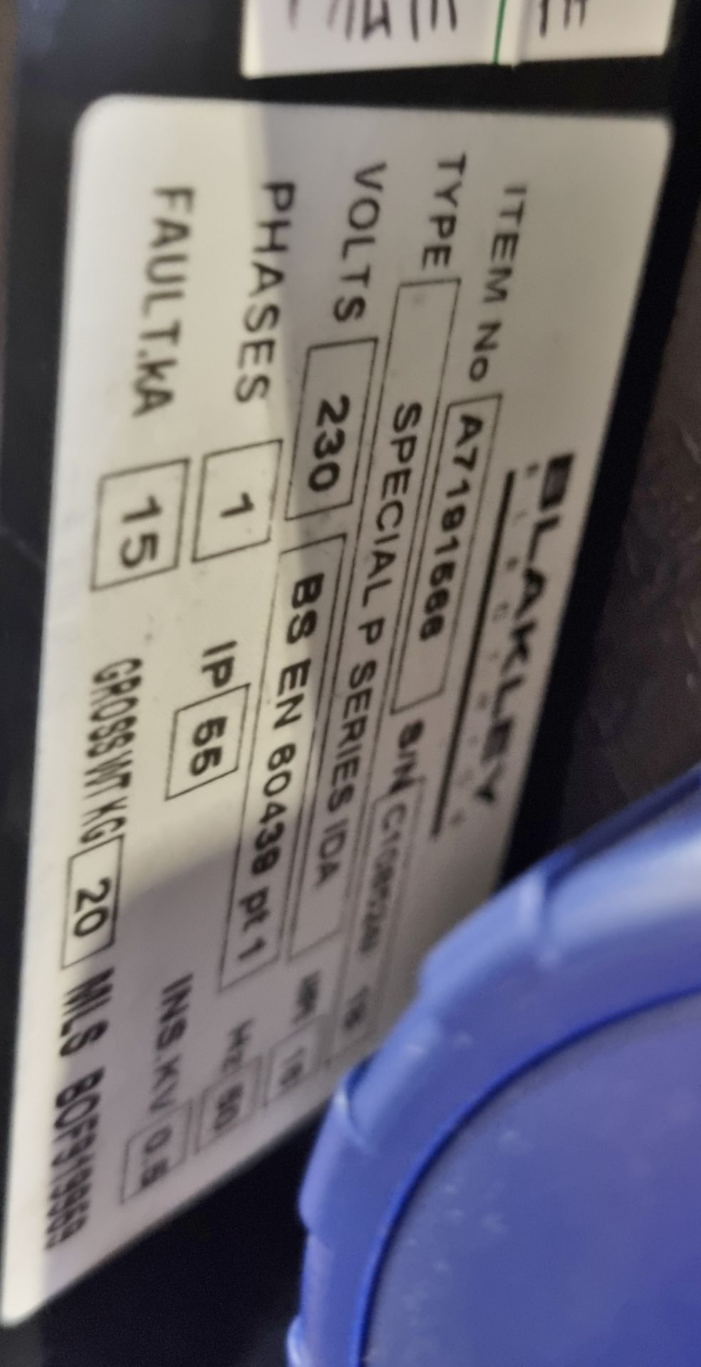 Blakley Electrics Special P series IDA - 230V - 1ph - 50hz power distribution box - Image 2 of 3