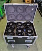 6x Core Point 20 LED uplighter in powered flight case with power cable - 70 x 45 x 60cm