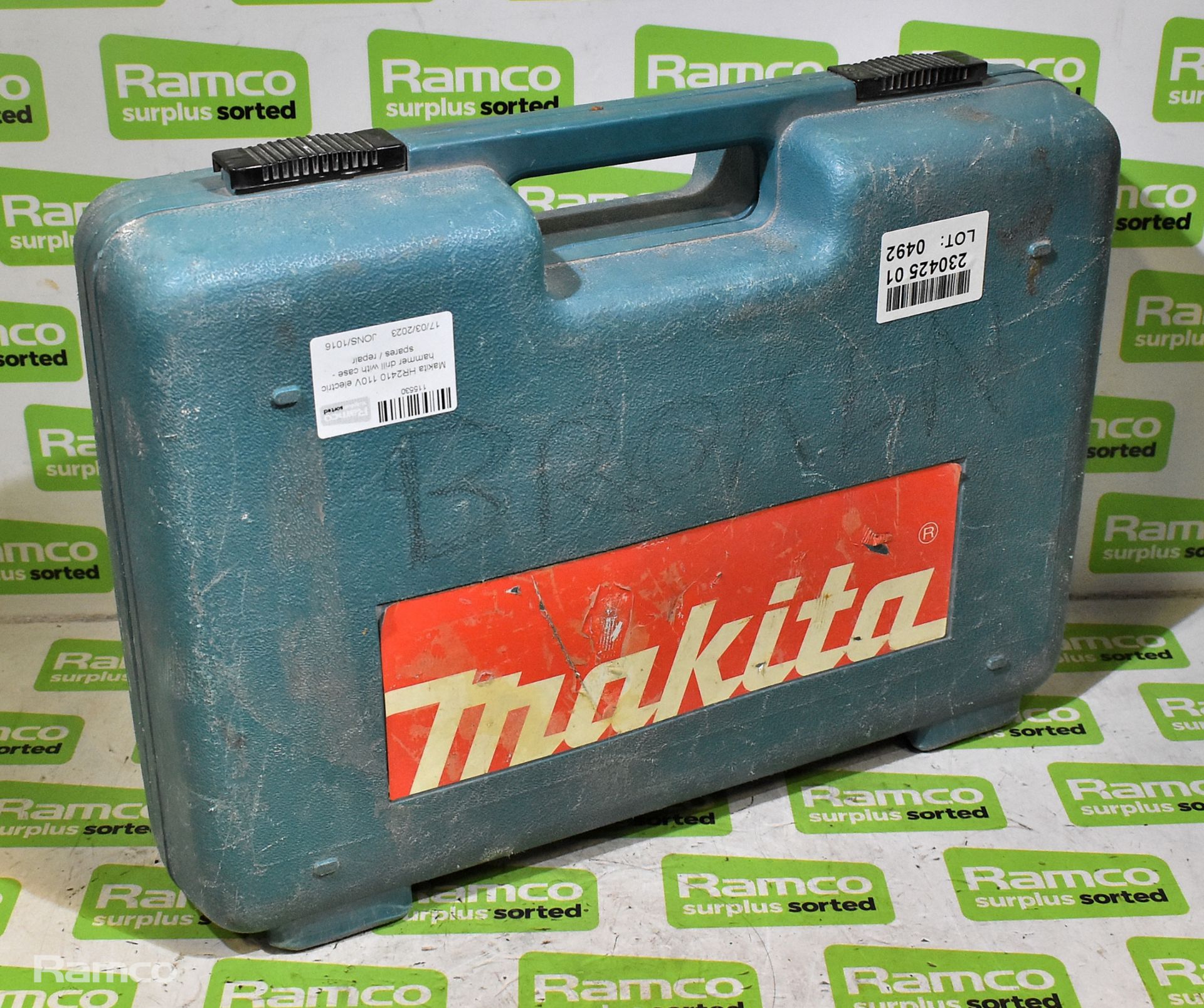 Makita HR2410 110V electric hammer drill with case - SPARES OR REPAIRS - Image 6 of 6