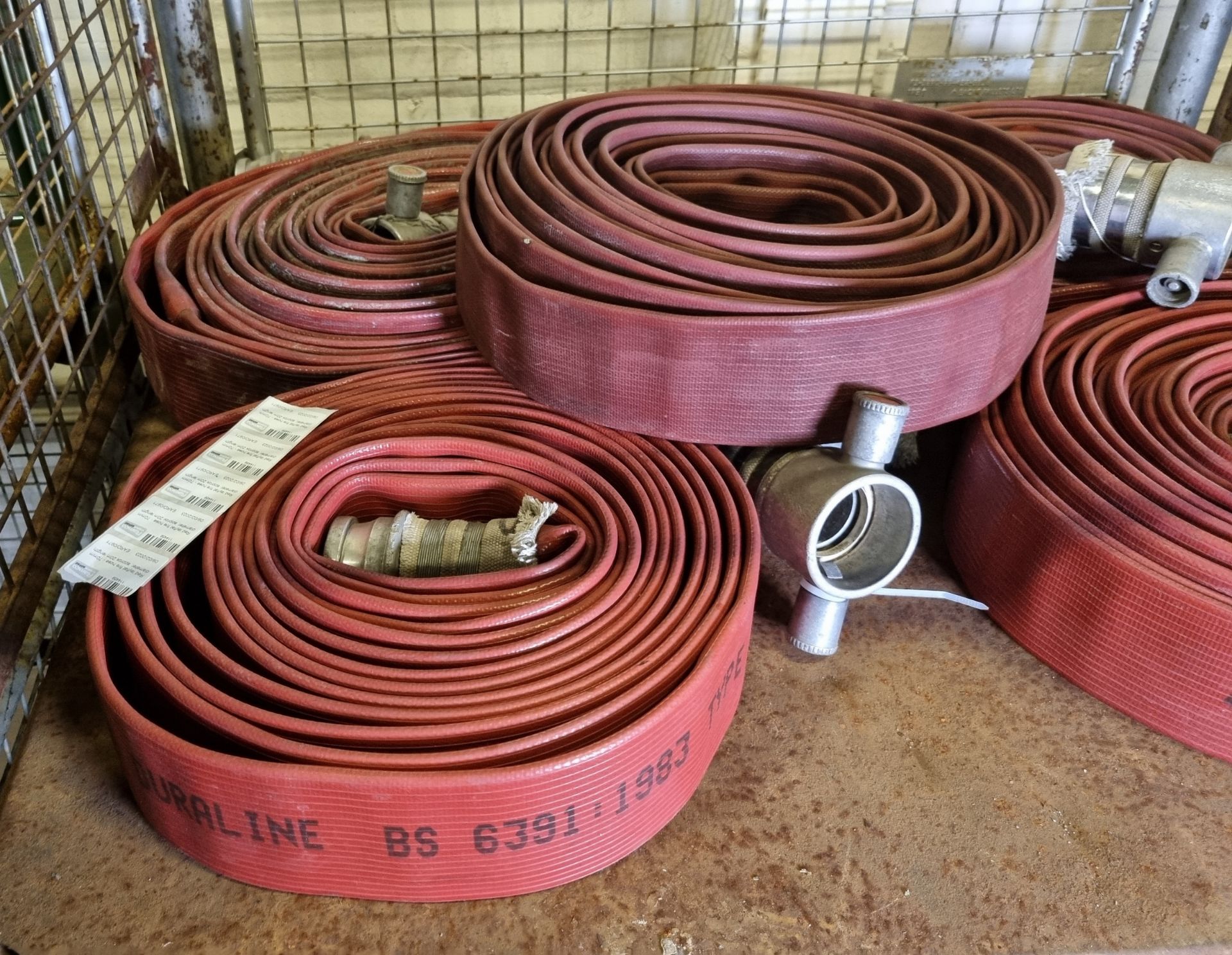 5x Red layflat fire hose - 70mm diameter, approx 20m length - Image 4 of 4
