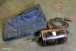 Small metal pressure cylinder with storage bag