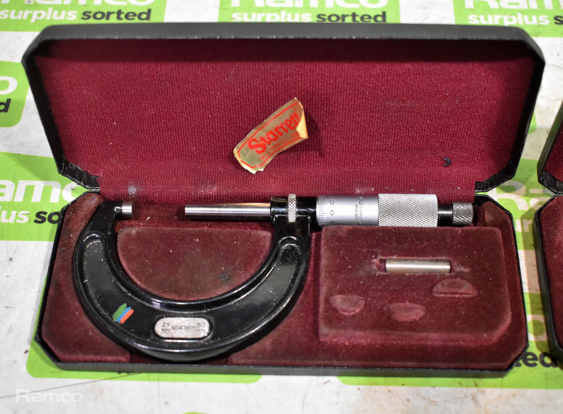 2x Starrett No 436 25-50mm micrometer calipers with case - Image 2 of 4