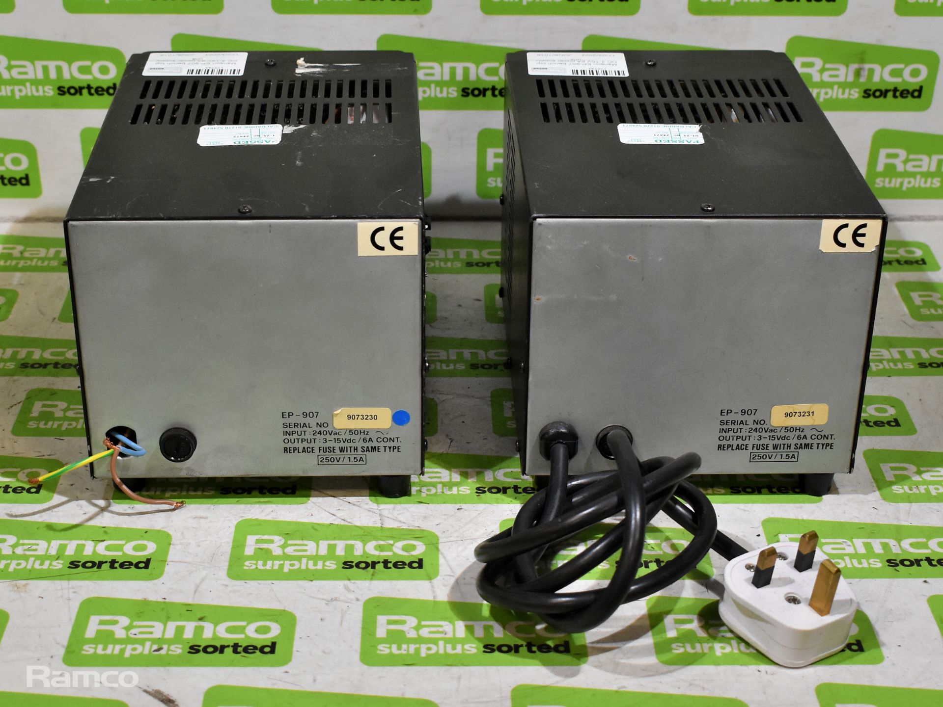 2x Manson EP-907 bench top DC 3-15V 6A power supply units - Image 3 of 3