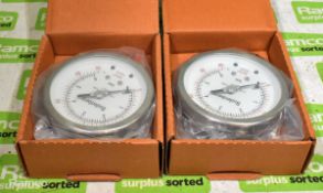 2x Budenberg 736 pressure gauges - 100mm dial size