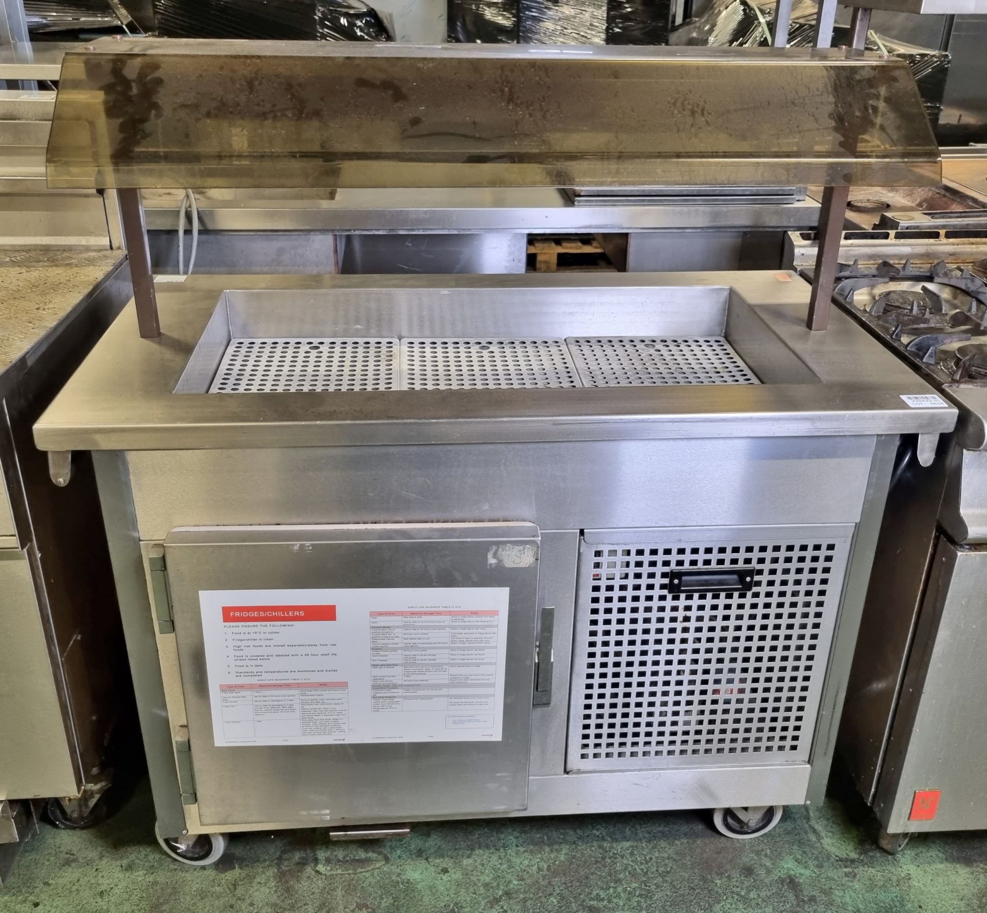 E & R Moffat Ltd U5RIG refrigerated bain marie unit with lighting gantry - L 120 x W 63.5 x H 130cm