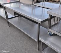 Stainless steel table with drawer and single bottom shelf - L 180 x W 70 x H 82cm