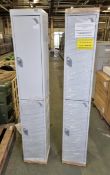 2x Twin door lockers - W 30 x D 30 x H 180 cm with keys