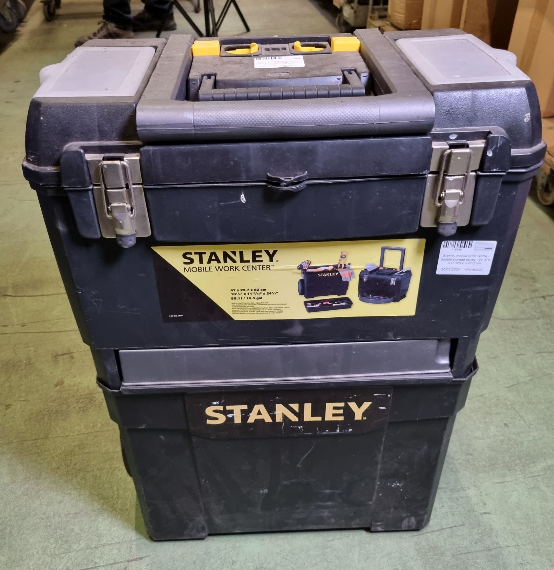 Stanley mobile work centre - double storage trolley - W 470 x D 320 x H 650mm