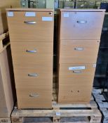 2x 4 drawer wooden filing cabinets