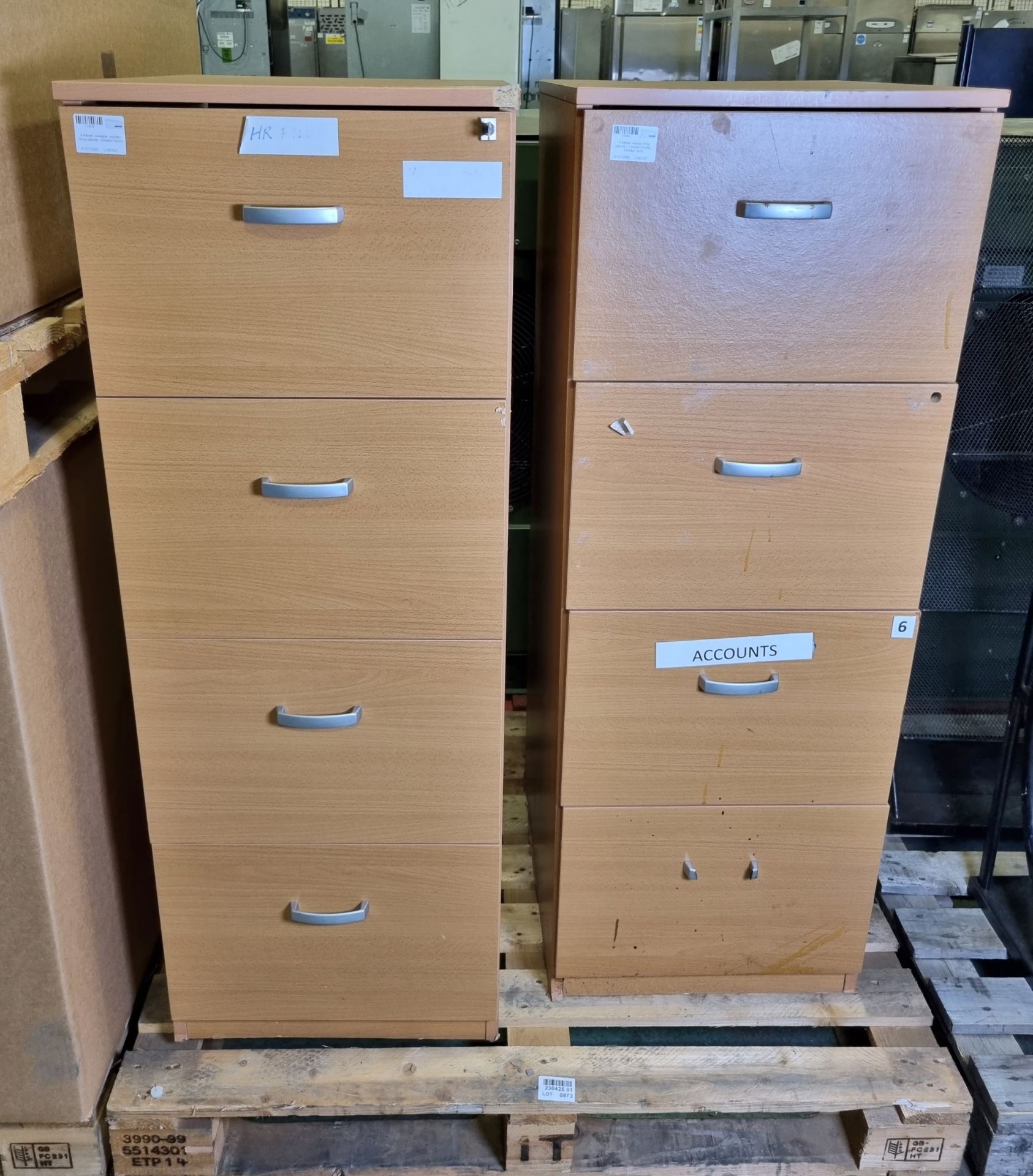 2x 4 drawer wooden filing cabinets