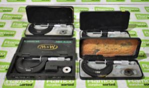 4x Moore and Wright No 966m 25-50mm micrometer calipers with case