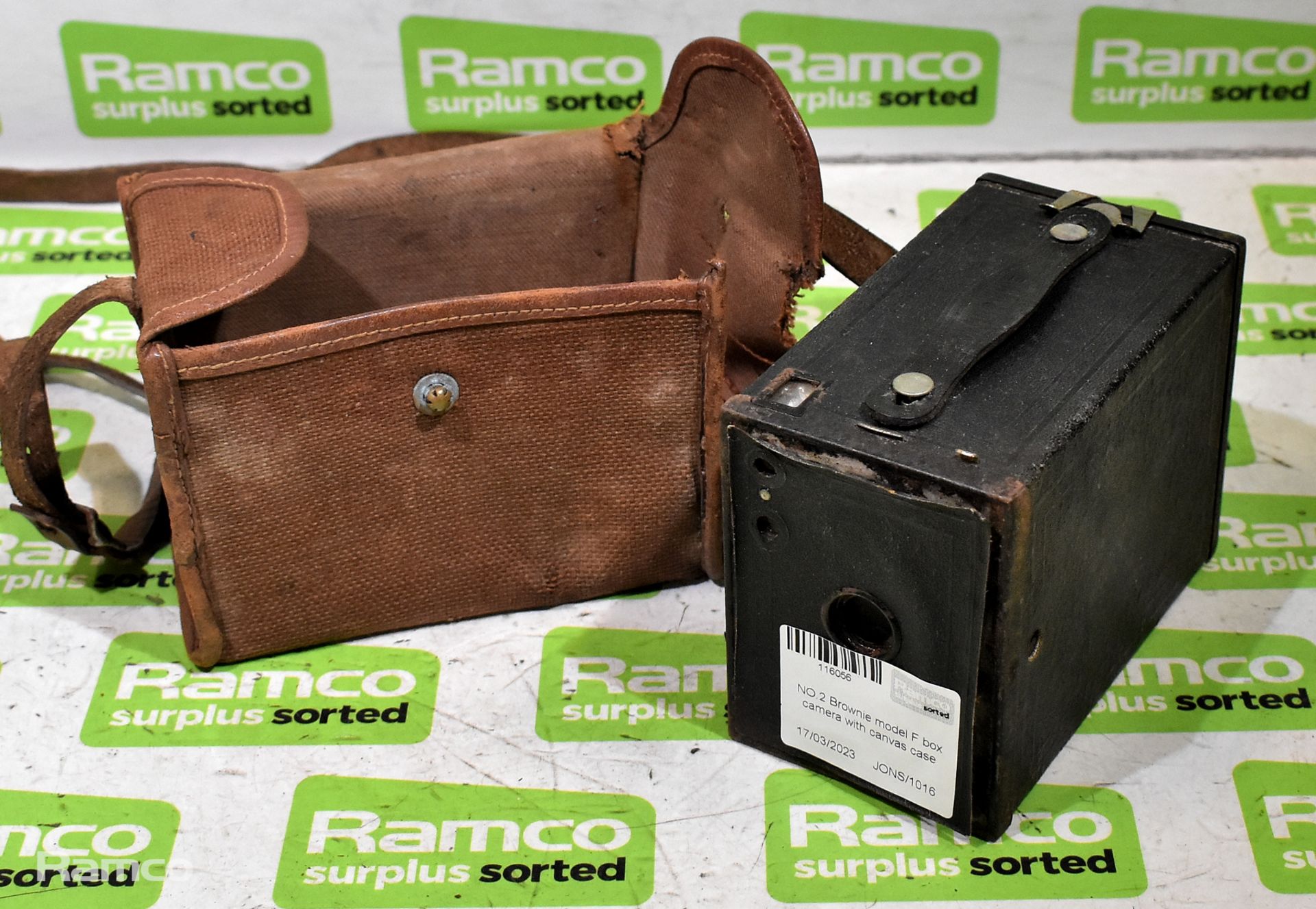 NO.2 Brownie model F box camera with canvas case