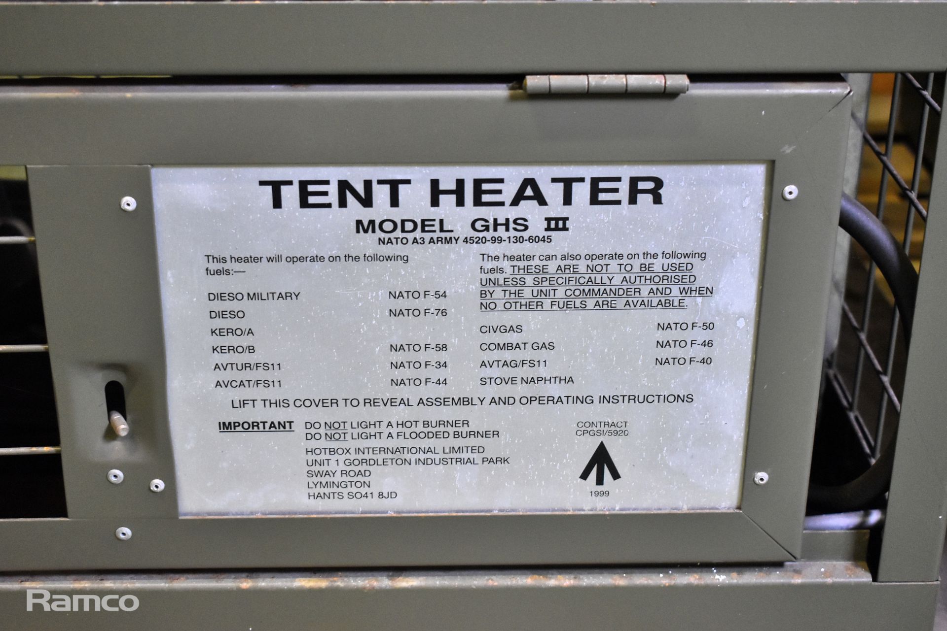 Tent Heater Model GHS 3 - NATO A3 Army NSN 4520-99-130-6045 - Image 3 of 3