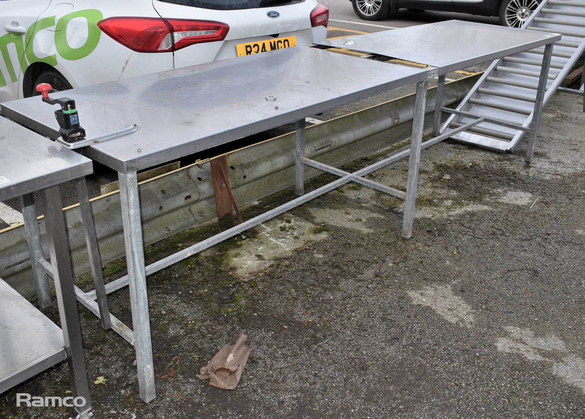 Stainless steel table - L 320 x W 77 x H 86cm - Image 2 of 4