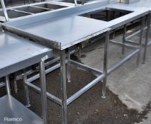 Stainless steel table with upstand and rectangular cut out - L 180 x W 70 x H 93cm