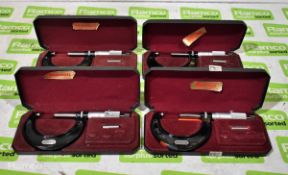 4x Starrett No 436 25-50mm micrometer calipers with case