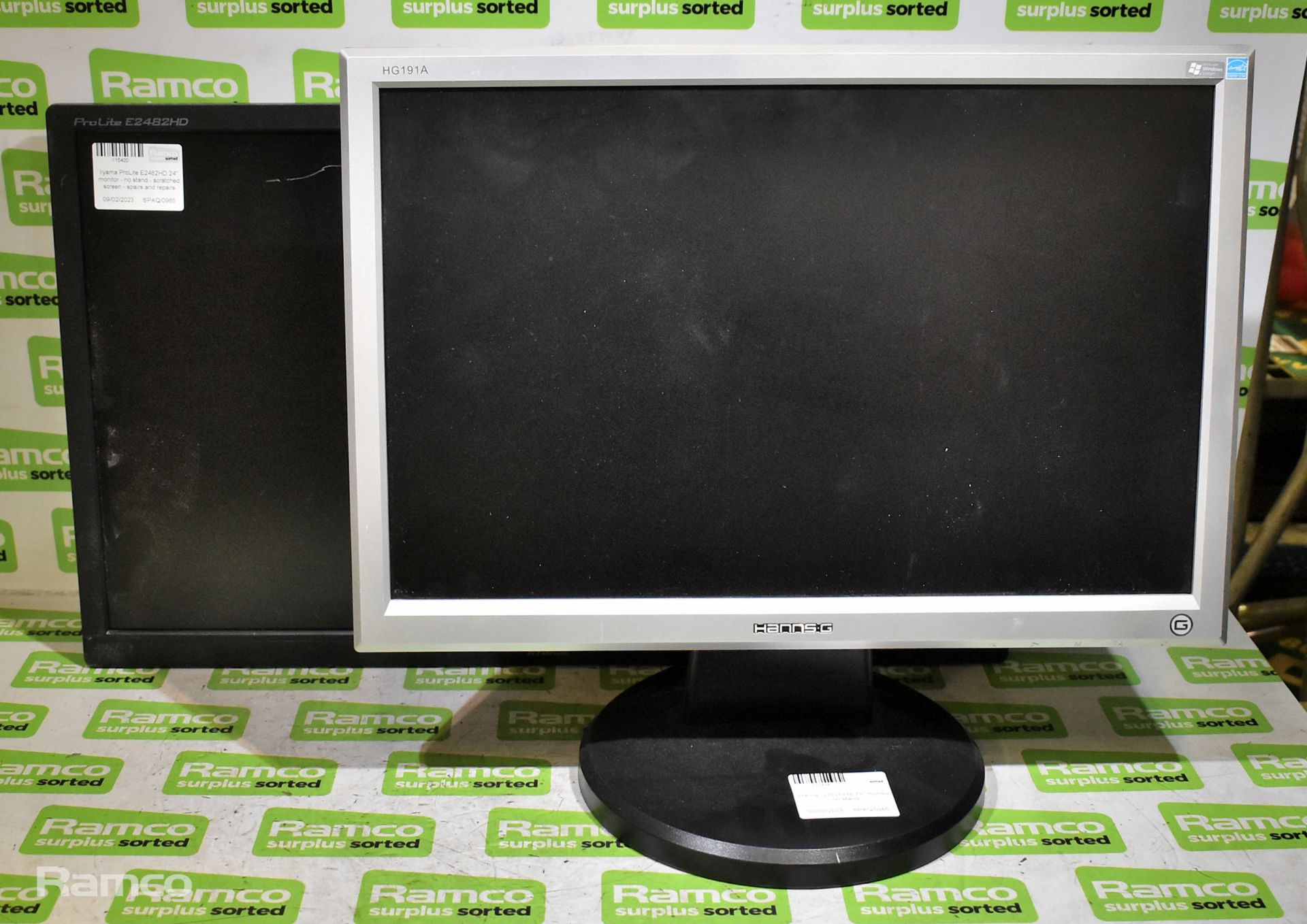 Hanns.G HG191A 19" monitor on stand, Iiyama ProLite E2482HD 24" monitor - no stand