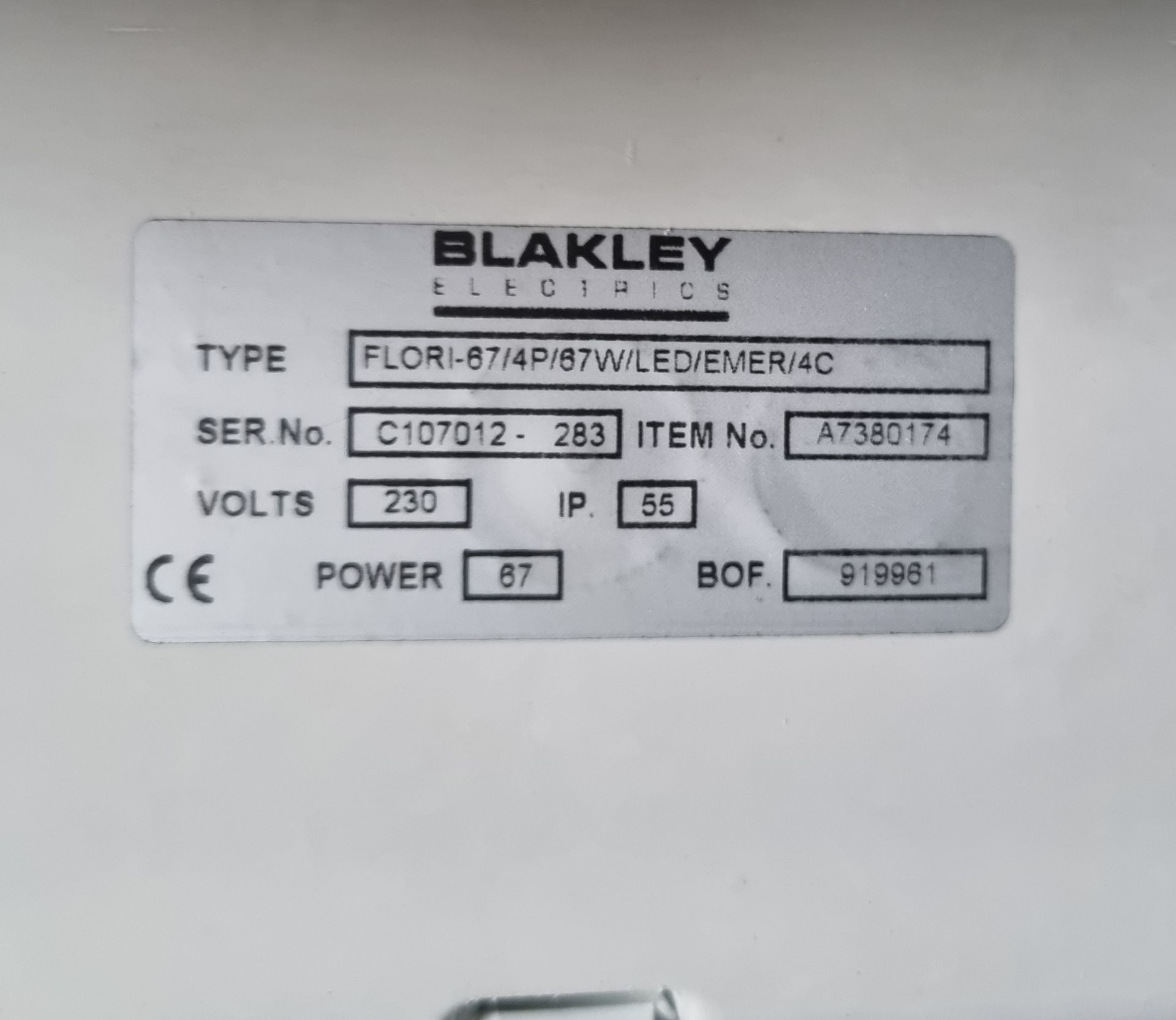 6x Blakley Light assemblies - green cable FLORI-67/4P/67W/LED/EMER/4C - Image 3 of 3