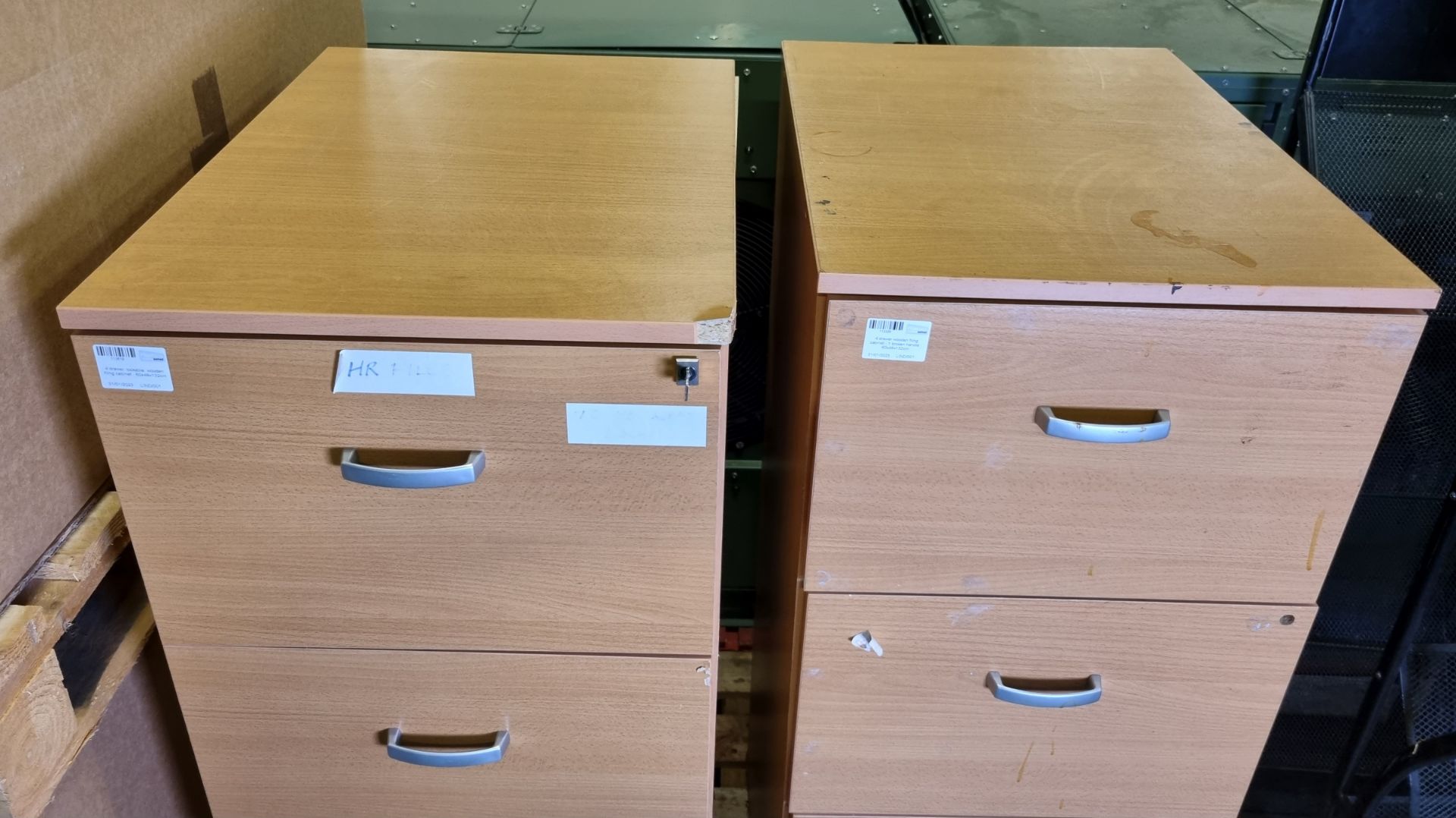 2x 4 drawer wooden filing cabinets - Image 2 of 7