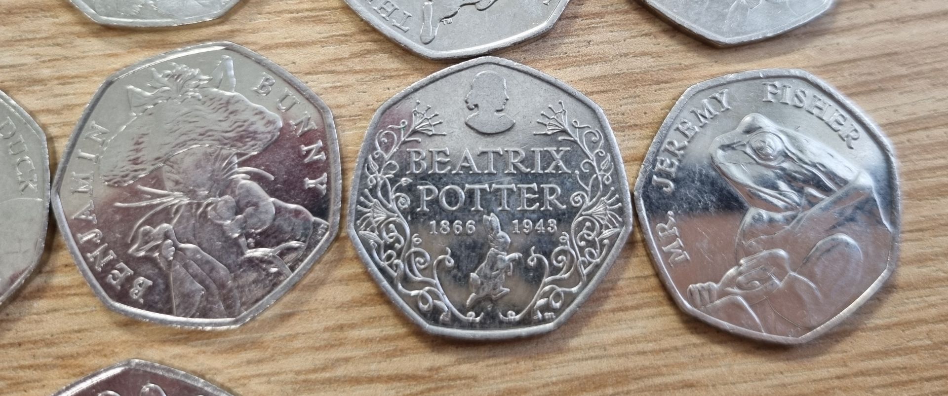 Collection of collectable Beatrix Potter 50p coins - Set of 11 coins out of 15 - Image 5 of 7