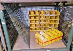 40x Yellow Lin Bin storage containers with wall mount racking W 920 x H 950mm