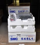5x SMC 545L1 UHF transceiver radios - boxed with power cable and accessories