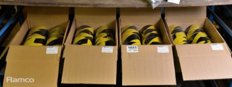 4x boxes of Black and yellow hazard tape - 12 rolls per box