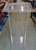 Clear acrylic lectern - W 600 x D 400 x H 1220mm