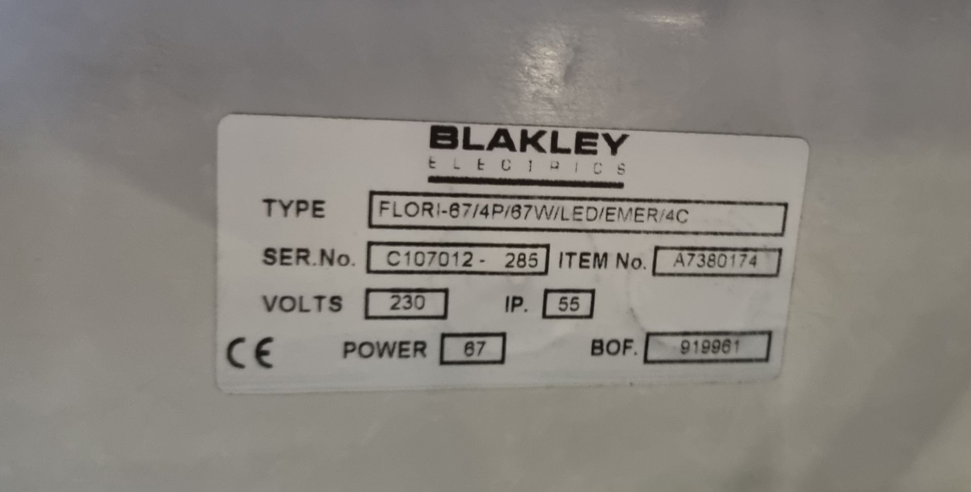 8x Blakley Light assemblies - green cable FLORI-67/4P/67W/LED/EMER/4C - Image 3 of 3